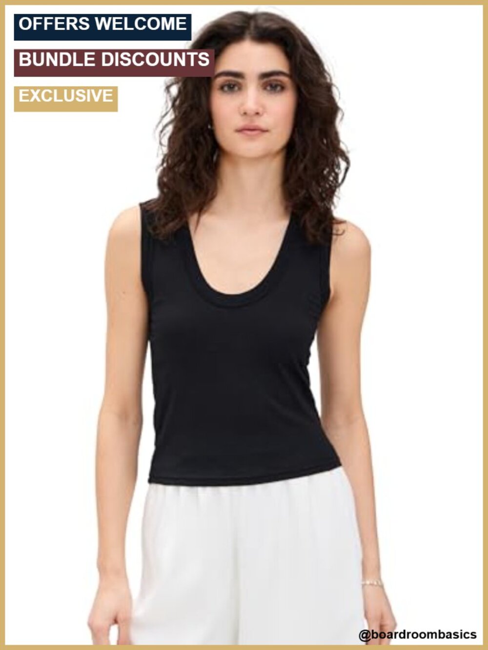 Scoop Neck Tank Top Relaxed Fit Lightweight Jersey Sleeveless